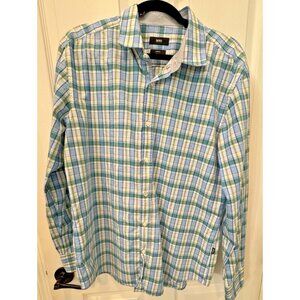 BOSS Slim Fit Plaid Shirt Men XL Long Sleeve Cotton READ!